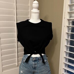 Commense Black Tie-Front Muscle Tee